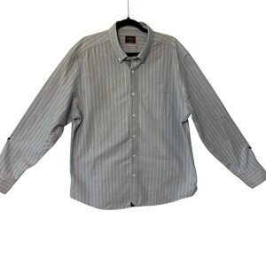 UNTUCKit Roschetto Button Down Shirt Blue YellowStripe Men's X-Large Regular Fit